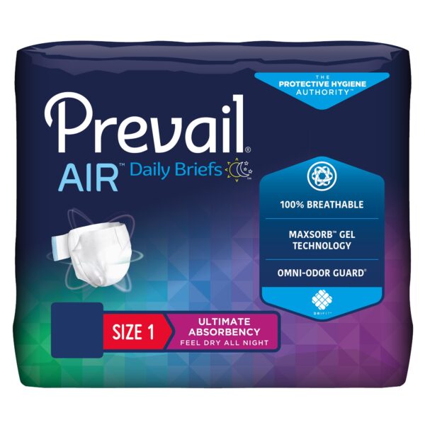 Prevail Air Size 1 Unisex Adult Incontinence Brief * Medium, Heavy Absorbency