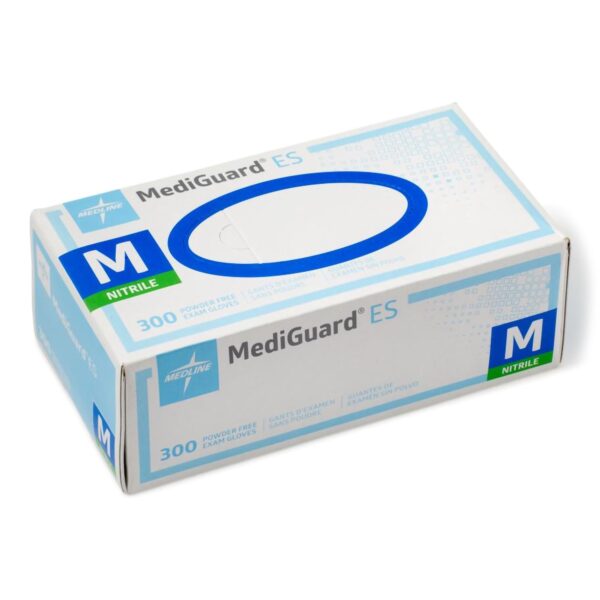 Medline MediGuard ES MG3002 Medium Nitrile Exam Gloves with Textured Fingertips - Blue - Image 2