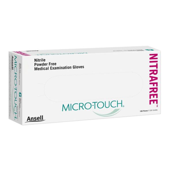 Ansell Micro-Touch NitraFree Medium Exam Gloves - Nonsterile Nitrile with Textured Fingertips - Image 2