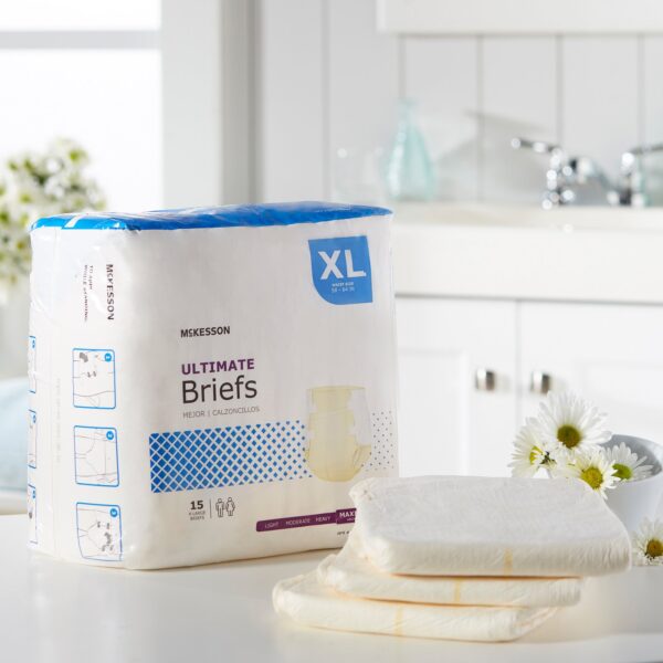 McKesson Unisex Adult Incontinence Brief X-Large Disposable Heavy Absorbency - Part No. BR33893 - Image 8