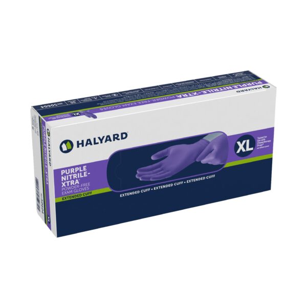 Halyard Purple Nitrile-Xtra X-Large Exam Gloves with Textured Fingertips and Extended Cuff - Image 3