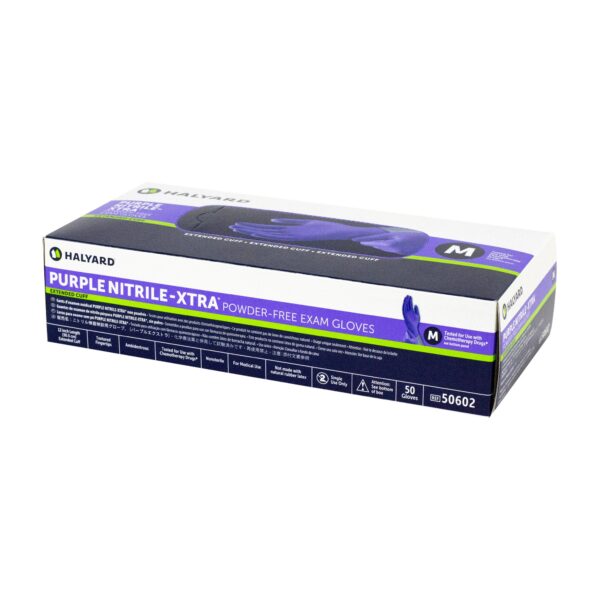 Halyard Purple Nitrile-Xtra Exam Gloves, Medium, Extended Cuff, Part No. 50602 - Image 5