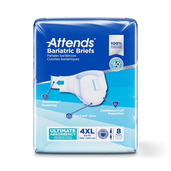 Attends Bariatric 4X-Large Disposable Heavy Absorbency Unisex Adult Incontinence Brief (Part No. DD60) - Image 2