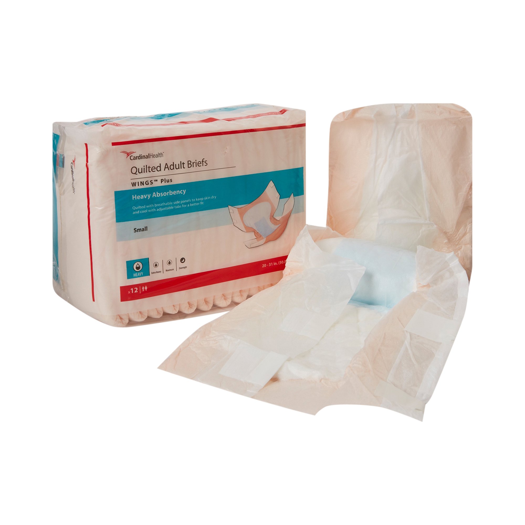 Unisex Adult Incontinence Brief Wings Plus Quilted - Heavy Absorbency by Brand 66032A