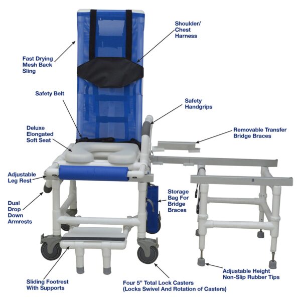 Bath Bench 100 Series by D118-5-TIS-SLIDE with Drop Arms and Backrest, 23-Inch Seat Width, Plastic Frame, 300 lbs Capacity - Image 2