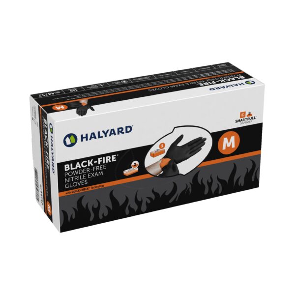 Black-Fire Medium Non-Sterile Nitrile Exam Gloves with Reversible High-Visibility Option - Part No. 44757 - Image 3