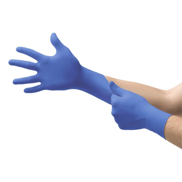 Microflex Ultraform Small Blue Nitrile Exam Gloves - Form-Fitting, Powder-Free Medical and Food Industry Hand Protection - Image 2