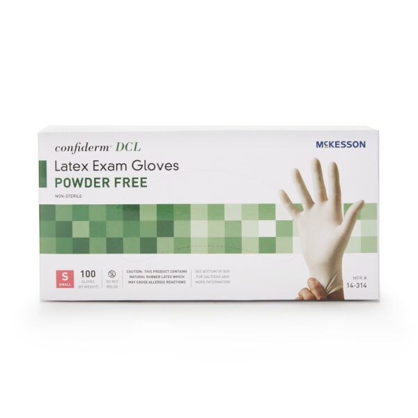 McKesson Confiderm Small NonSterile Latex Exam Gloves - Smooth Ivory, Standard Cuff - Image 5