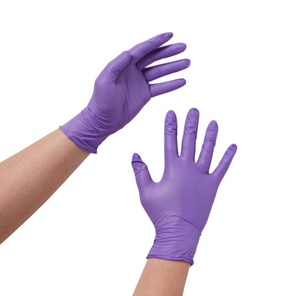 Medline Purple Nitrile Exam Gloves, Medium - NonSterile, Textured Fingertips, 9.5 Inches