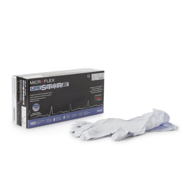 LifeStar EC Large Nonsterile Nitrile Exam Glove with Extended Cuff and Dual-Color Design - Fentanyl Tested