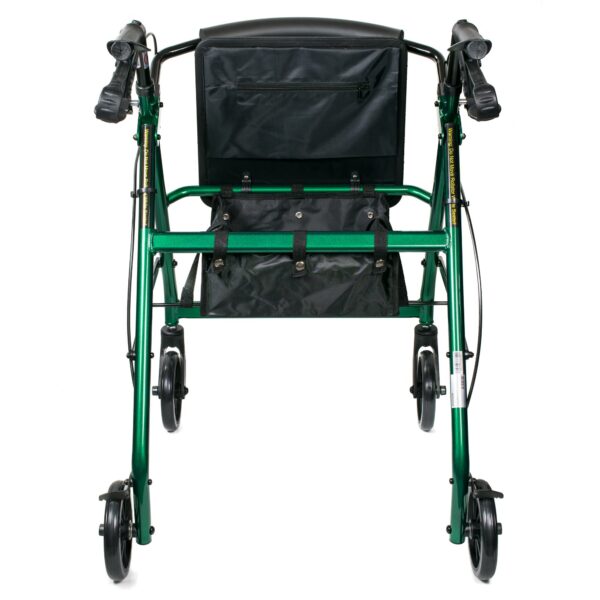 McKesson 4-Wheel Green Rollator with Adjustable Height and Folding Aluminum Frame - Image 2