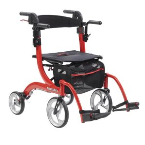 Drive Medical Nitro Duet Red 4-Wheel Rollator and Transport Chair Model RTL10266DT