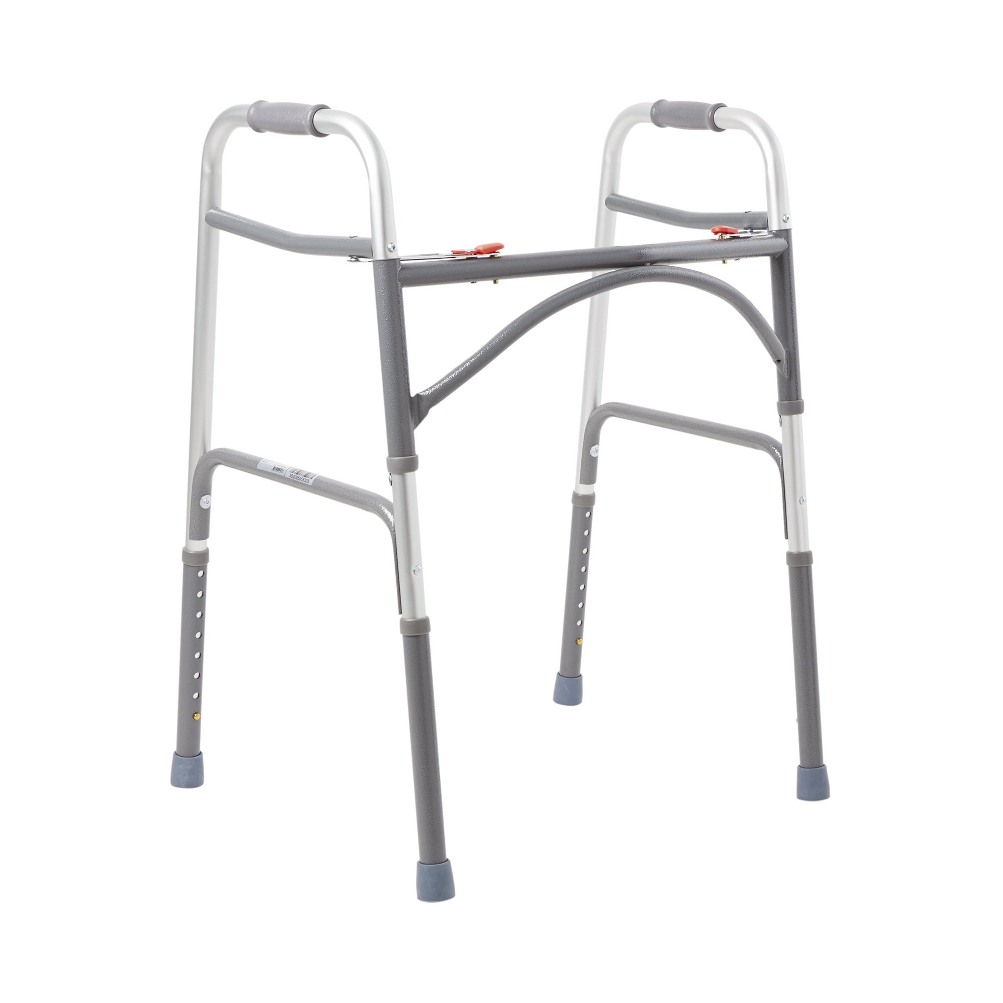McKesson Bariatric Dual Release Folding Walker with Adjustable Height - Steel Frame, 500 lbs Capacity