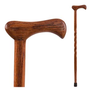 Brazos Twisted Wood 37-Inch Red Oak T-Handle Cane with Slip-Resistant Tip