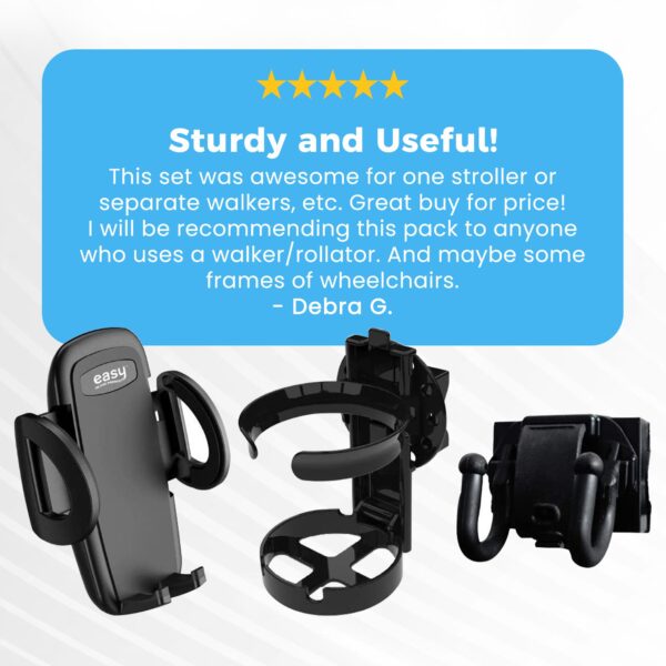 Easy Mobility Walker and Wheelchair Combo Pack with Cup Holder, Phone Holder, and Hooks - Part Number 760 - Image 8