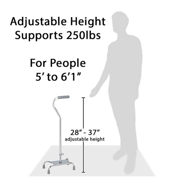 Carex Large Base Quad Cane Aluminum 28-37 Inch Height - Silver (Part Number FGA740C0 0000) - Image 2