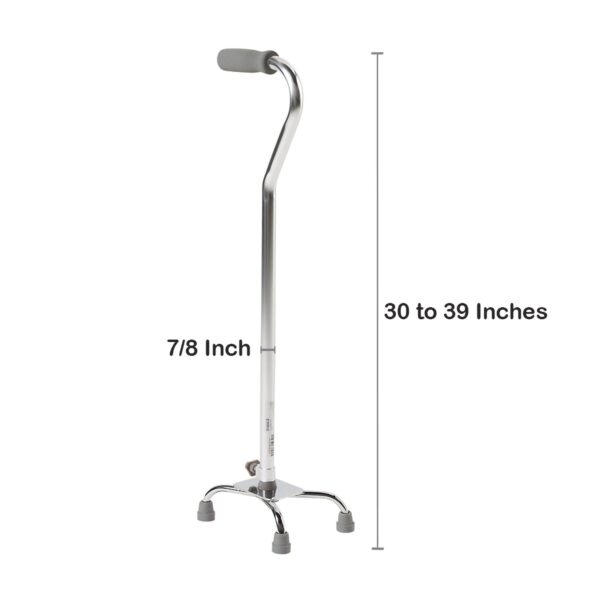 McKesson Small Base Quad Cane - Steel, Adjustable 30 to 39 Inches, Chrome Finish - Image 4