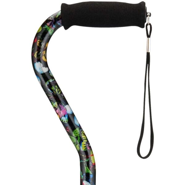 Nova Aluminum Offset Cane with Butterfly Print, Adjustable 30-39 Inches - Part Number 2094 - Image 2