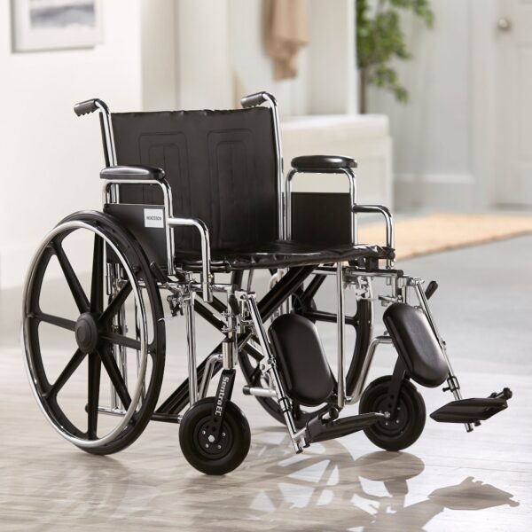 McKesson Bariatric Wheelchair with Dual Axle and Elevating Legrests - 24 Inch Seat Width, Black Upholstery - Image 4