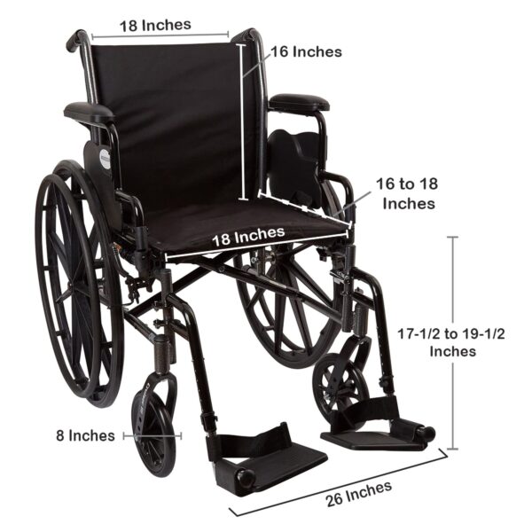 McKesson Dual Axle Lightweight Wheelchair with 18-Inch Seat Width and Swing-Away Footrest - Image 3
