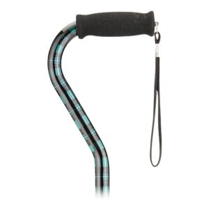 Nova Aluminum Offset Cane with Green Plaid Design, 30 to 39 Inch Height * Part Number 1070BP