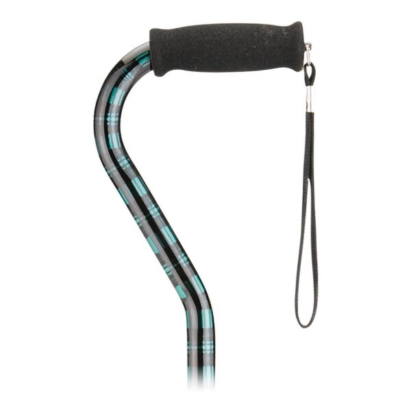 Nova Aluminum Offset Cane with Green Plaid Design, 30 to 39 Inch Height * Part Number 1070BP