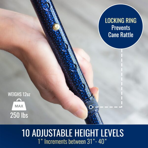 DMI T-Handle Cane with Adjustable Height and Blue Ice Design, Model 502-1351-9913 - Image 5