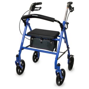 McKesson 4 Wheel Rollator with Adjustable Height and Folding Steel Frame * Blue