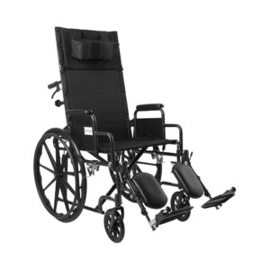 McKesson Reclining Wheelchair with Detachable Arms and Elevating Legrest - 20 Inch Seat Width, Black Upholstery, Part Number 146-SSP20RBDDA