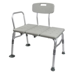 McKesson Knocked Down Bath Transfer Bench with Removable Arm Rail - 17.5 to 22.5 Inch Seat Height, 400 lb Capacity, Gray - Part Number 146-12011KD-2