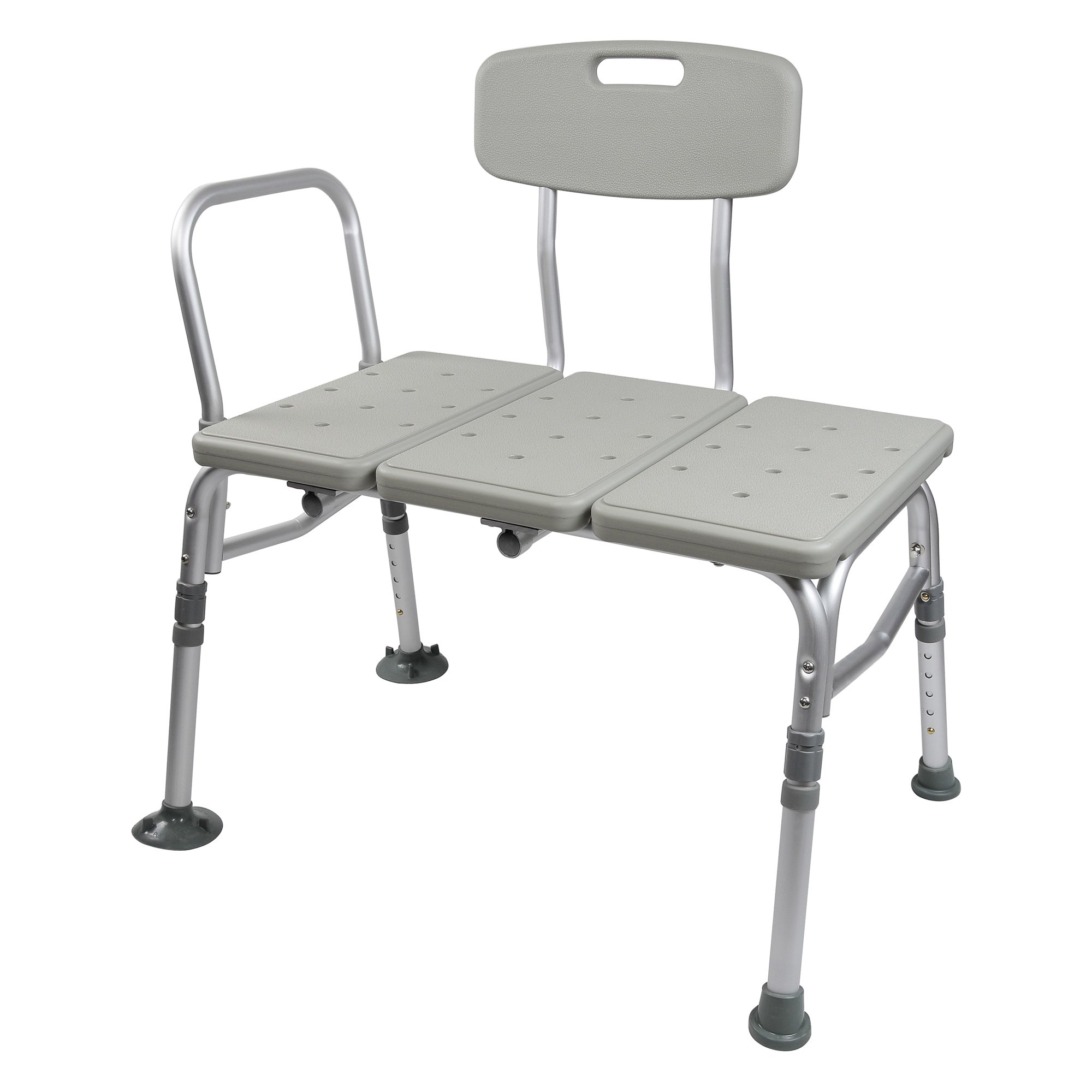 McKesson Knocked Down Bath Transfer Bench with Removable Arm Rail - 17.5 to 22.5 Inch Seat Height, 400 lb Capacity, Gray - Part Number 146-12011KD-2