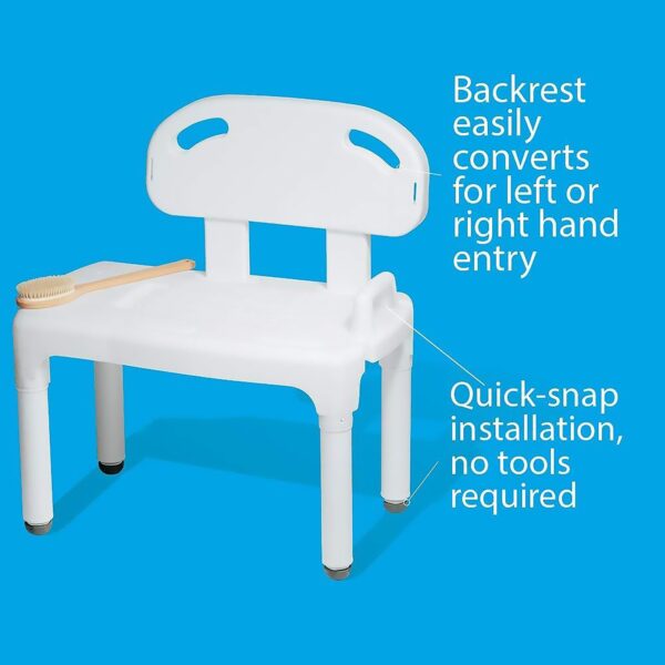 Carex Bath Transfer Bench FGB170C0 0000 * 400 lb Capacity, Adjustable Seat Height 17.5 to 22.5 Inches, No Arms - Image 3