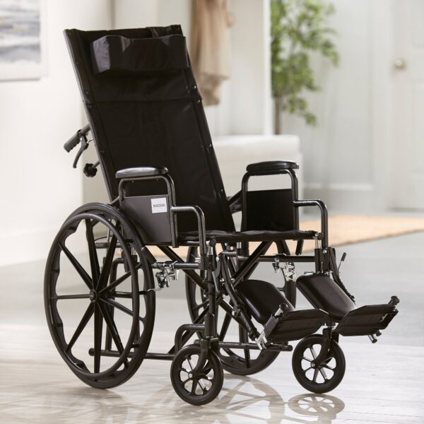 McKesson 146-SSP18RBDDA Reclining Wheelchair with Detachable Arms and Elevating Legrest - Image 4