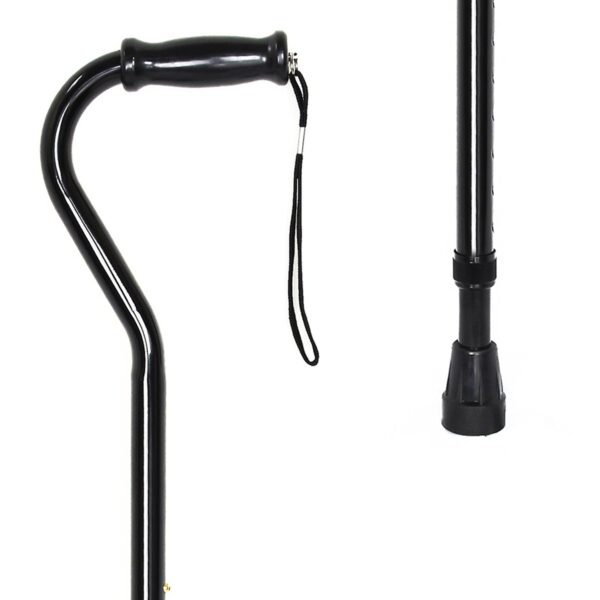 McKesson Steel Offset Cane 146-10305-6 - Adjustable Height, 500 lb Capacity, Black - Image 2