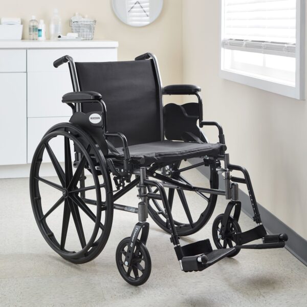 McKesson Dual Axle Lightweight Wheelchair with Swing-Away Footrest and 20-Inch Seat * Black Upholstery, Model 146-K320DDA-SF - Image 4