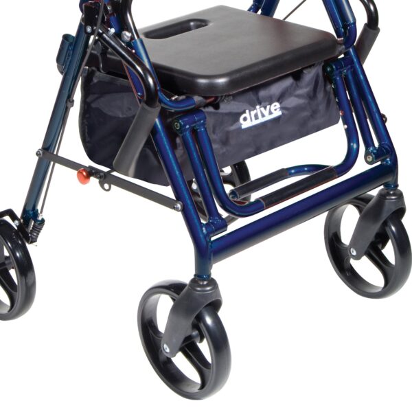 Drive Medical Duet 4 Wheel Rollator and Transport Chair - Model 795B with Adjustable Height and Folding Aluminum Frame - Image 3