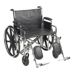 McKesson Bariatric Wheelchair with Dual Axle and Elevating Legrests - 24 Inch Seat Width, Black Upholstery