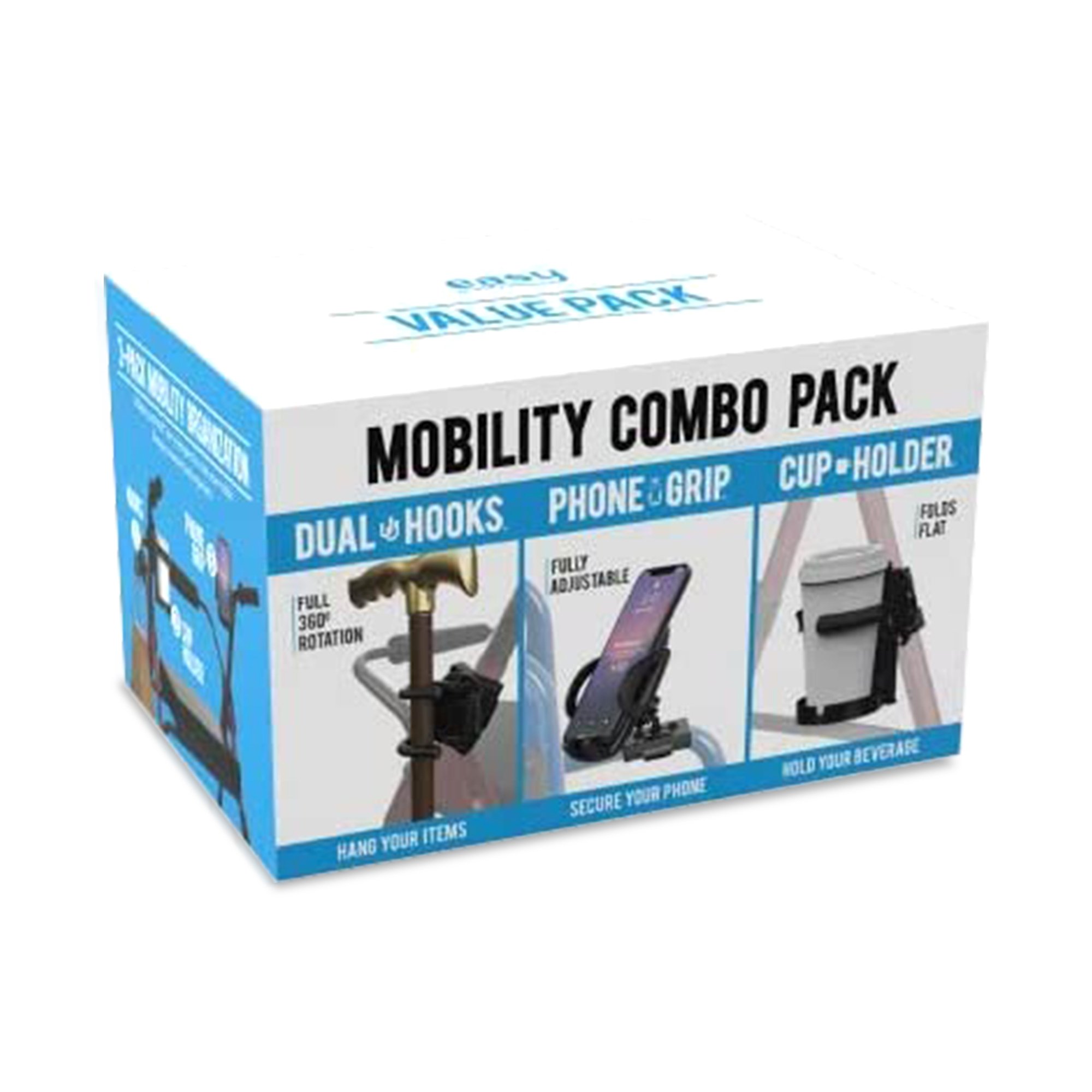 Easy Mobility Walker and Wheelchair Combo Pack with Cup Holder, Phone Holder, and Hooks - Part 760