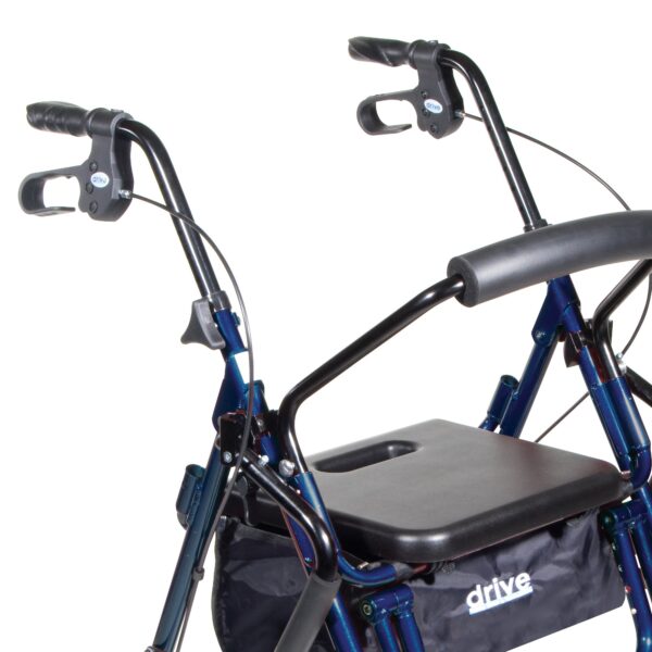 Drive Medical Duet 4 Wheel Rollator and Transport Chair - Model 795B with Adjustable Height and Folding Aluminum Frame - Image 4