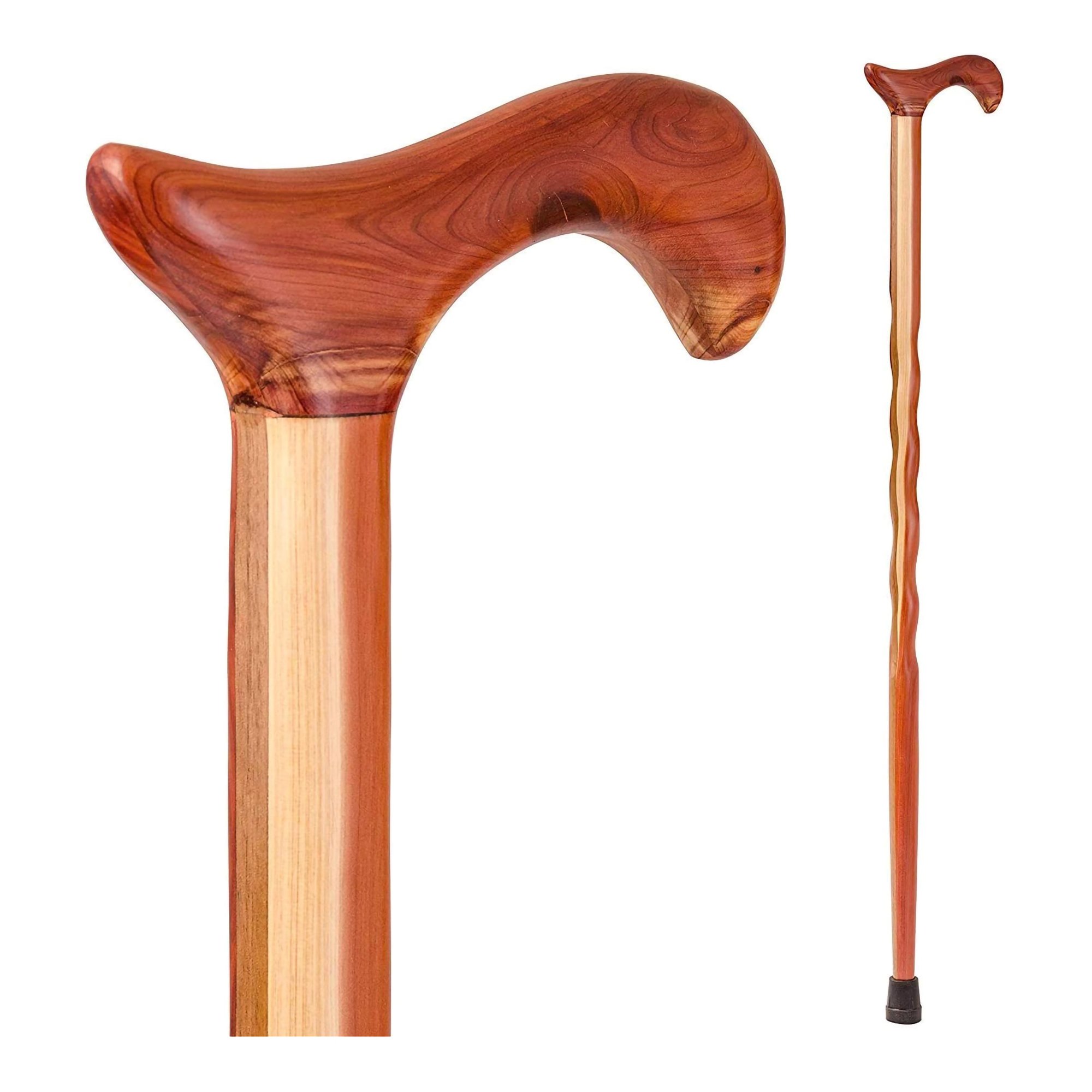 Brazos Twisted T-Handle Cane 34-Inch Cedar Wood with Rubber Tip