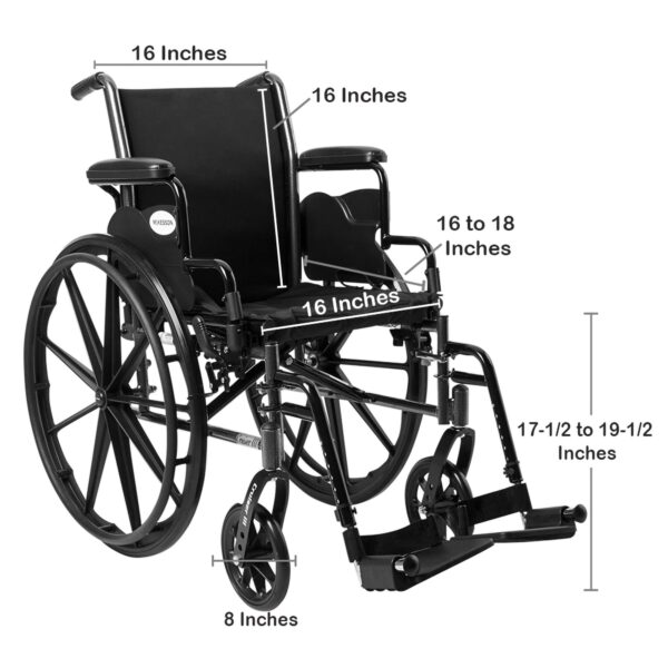 McKesson Dual Axle Lightweight Wheelchair with Swing-Away Footrest and 16-Inch Seat Width - Image 3