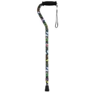 Nova Aluminum Offset Cane with Butterfly Print, Adjustable 30-39 Inches - Part Number 2094