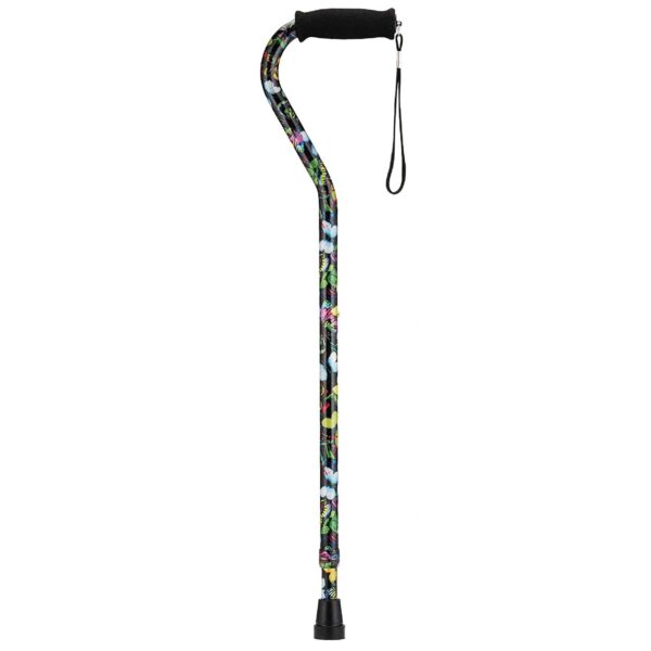 Offset Cane Nova Aluminum 30 to 39 Inch Height with Butterfly Print - Adjustable Support for Active Users