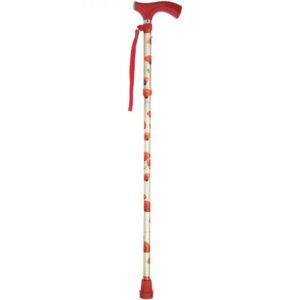 Folding Cane Switch Sticks by BrandName - Adjustable Aluminum Walking Stick with Poppies Print, 32 to 37 Inches