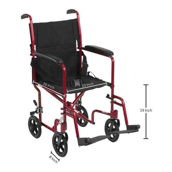 McKesson 146-ATC19-RD Transport Chair with 19-Inch Seat Width and Swing-Away Footrests - Image 2