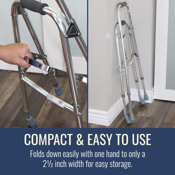 DMI Hemi Aluminum Frame Side Step Folding Walker - Supports Up to 250 lbs, Adjustable Height 30 to 35 Inches - Image 8