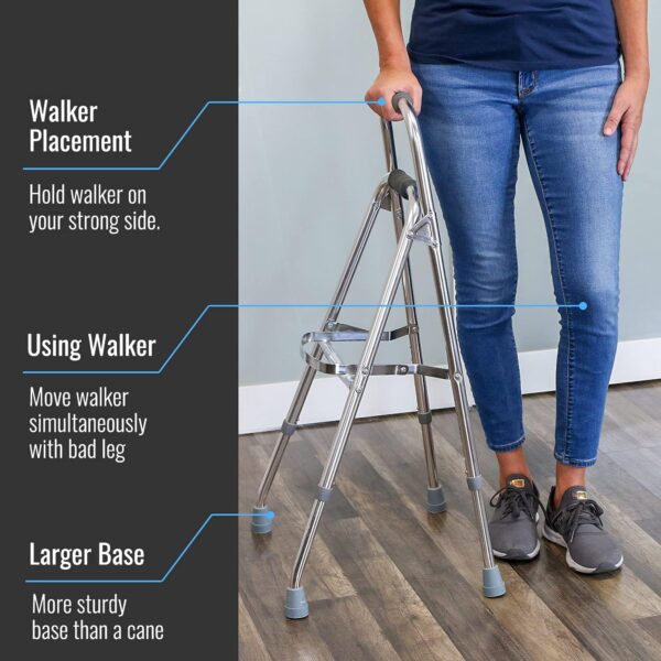 DMI Hemi Aluminum Frame Side Step Folding Walker - Supports Up to 250 lbs, Adjustable Height 30 to 35 Inches - Image 6
