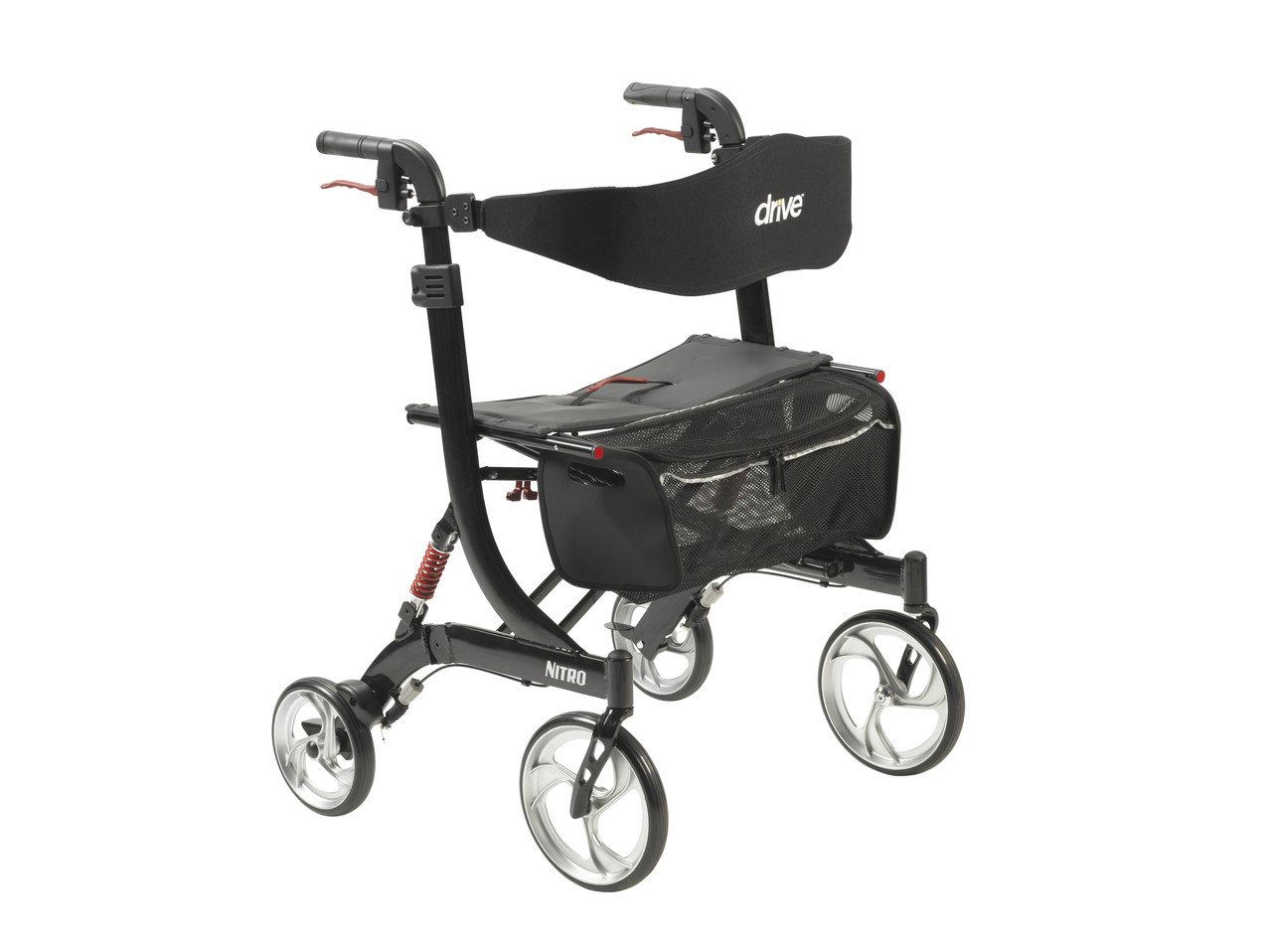 Drive Nitro HD Bariatric 4-Wheel Rollator with Adjustable Height and Lightweight Folding Aluminum Frame