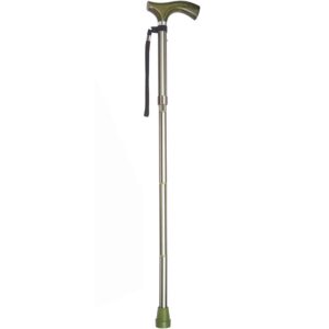 Huntington Folding Cane Switch Sticks Aluminum 32-37 Inch - Silver with Green Accents