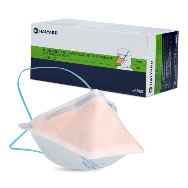 FluidShield Medical N95 Particulate Respirator / Surgical Mask with Elastic Strap - Small by 3M Part No. 46827